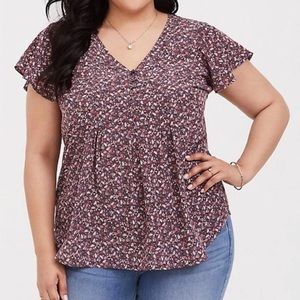 💕 Torrid Mauve Purple Ditsy Floral Blouse
